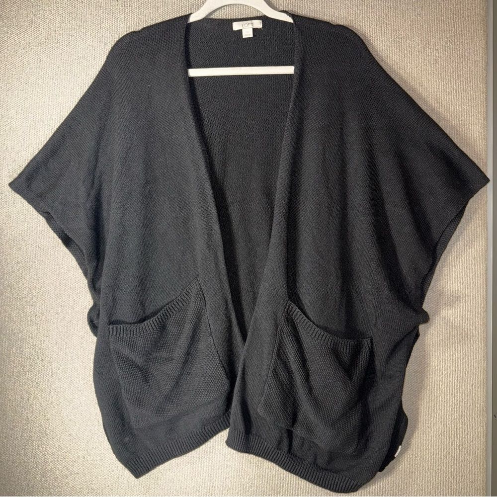 LOFT size XS oversized Black Open Front Poncho Sweater